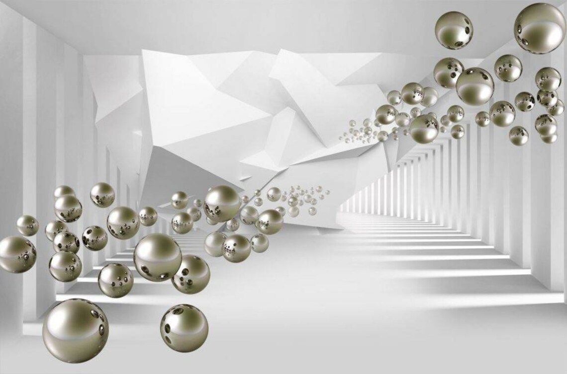 Silver Balls 3D Wallpaper Wall Mural Living Room Design | Etsy