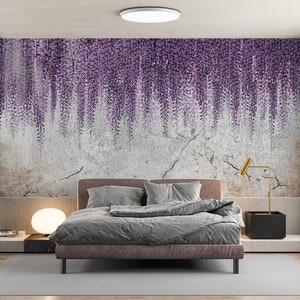 Wisteria Peel and Stick Wallpaper, Purple Floral Wall Mural, Removable ...