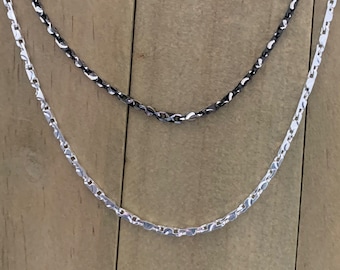 Carved Baht Sterling Silver Necklace - 16 inch