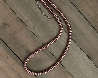 Rose Gold Faceted Rondelle Bead Necklace