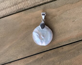 White Coin Pearl Pendant