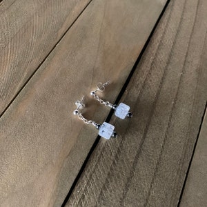 Gold or Silver Crackled Quartz Cube Earrings image 3