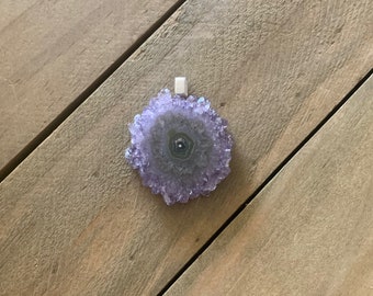 Purple and Green Amethyst Geode Pendant - One Dot