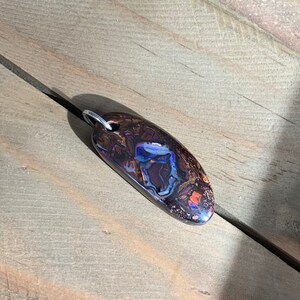 Dark Brown Semi-Oval Yowah Opal on 2-Strand Leather Cord