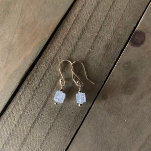 Gold or Silver Crackled Quartz Cube Earrings image 2