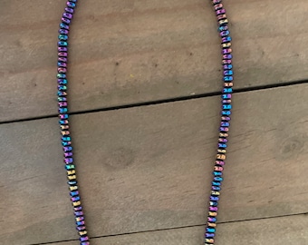 Neon Blue, Pink and Purple Rondelle Long Necklace