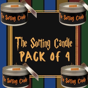 4-Pack SORTING CANDLE, Color Changing,Wood Wick,Christmas Gift,Bookish Candle, Literary Candle, Book Lover Gift, HP, Stocking Stuffer Gift
