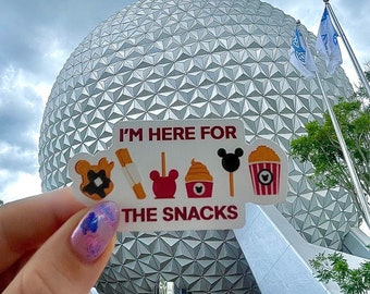 I'm Here for the Snacks Transparent Sticker|DISNEY Inspired Sticker for Laptop, Phone, Car, Water Bottle | Waterproof Dishwasher Safe