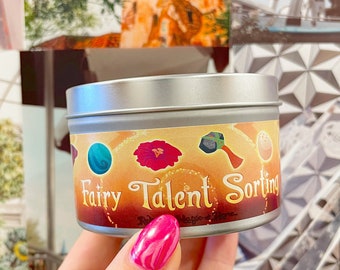 Fairy Talent Sorting Candle, Wild Peach Poppies Scented, Wood Wick, Sorting Candle, Quiz Candle, Fairy Core, Cottage Core, Pixie Hollow