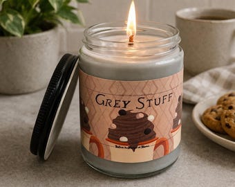 GREY STUFF CANDLE, Oreo Cookies & Cream Scented Candle, Enchanted Dining Inspired, Coconut Soy Wax, Fan Gift