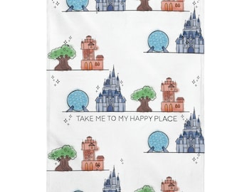 Disney-Inspired Park Icons Blanket|Featuring All Four WDW Parks| Gift for Her| Nursery Gift| Disney Decor|Disney Vacation Gift|Disney Castle