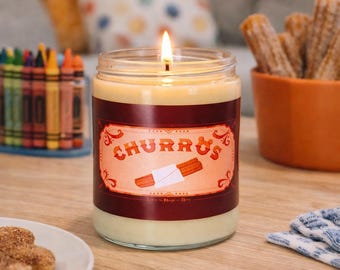 Churro Candle, Cinnamon Sugar Scent, Theme Park Treat Candle, Foodie Candle Gift, Bakery Candle,  Cinnamon Candle Soy Wax