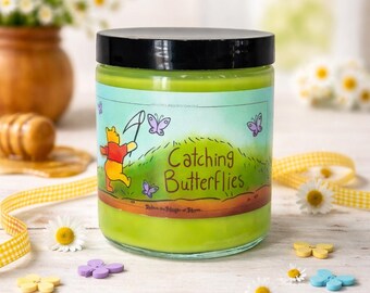 Catching Butterflies Candle, Pooh, Spring Apple Pear Floral Scent | Cottagecore Candle | Flower Festival Candle | Coconut Soy Wax Gift