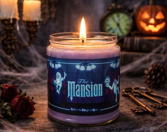 The Mansion Candle, Haunted House, Wood Leather, Old Books Scent, Spooky Home Decor, Gothic Candle Gift, Coconut Soy Wax