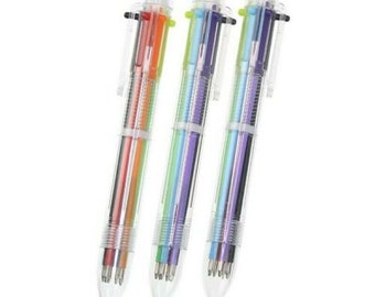 6 in 1 Color Ballpoint Pen Ball Point Pens Kid Office Multi-color NEW