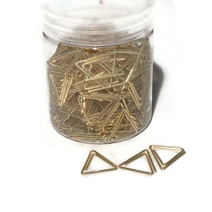 Gold Premium Paper Clips, Smooth Stainless Steel Small Triangle Shape