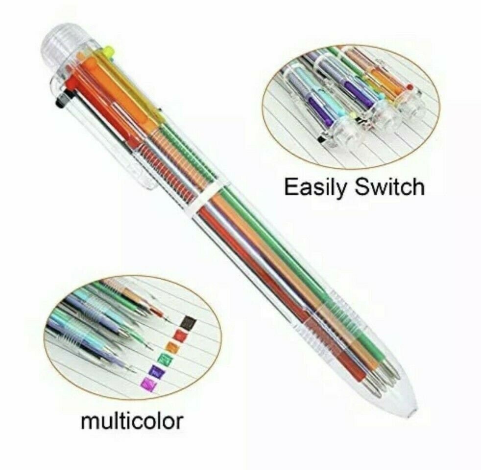 Multi Color Clear 6-in-1 Ball Point Pen Color Coding Pen for