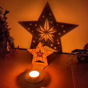 Star Tealight Holder Christmas Winter Decoration Candle Shadow Winter Magic Light Poinsettia Christmas Decoration Cozy Evenings Gift