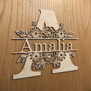 Placa para nombre/monograma como decoración de la habitación de los niños, para la puerta de la habitación de los niños - con el nombre deseado como regalo de nacimiento, cartel de puerta - decoración de la pared