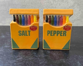 SELTENE handbemalte Crayola Buntstifte Schal | Vintage Keramik Salz und Pfeffer Streuer