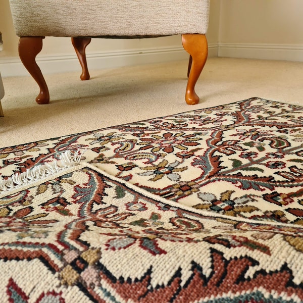 Traditional Indian Handmade Rug, Persian Design Hand knotted Wool Area Rugs 2.5'x4'/ 75CM x 117CM