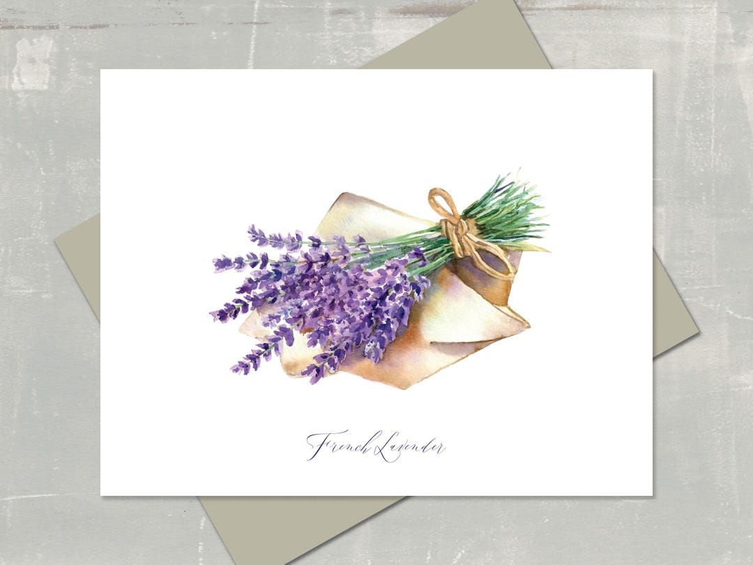 Lavander Note Watercolor Lavender Note Card Set: Rustic Farmhouse Stationery - Etsy
