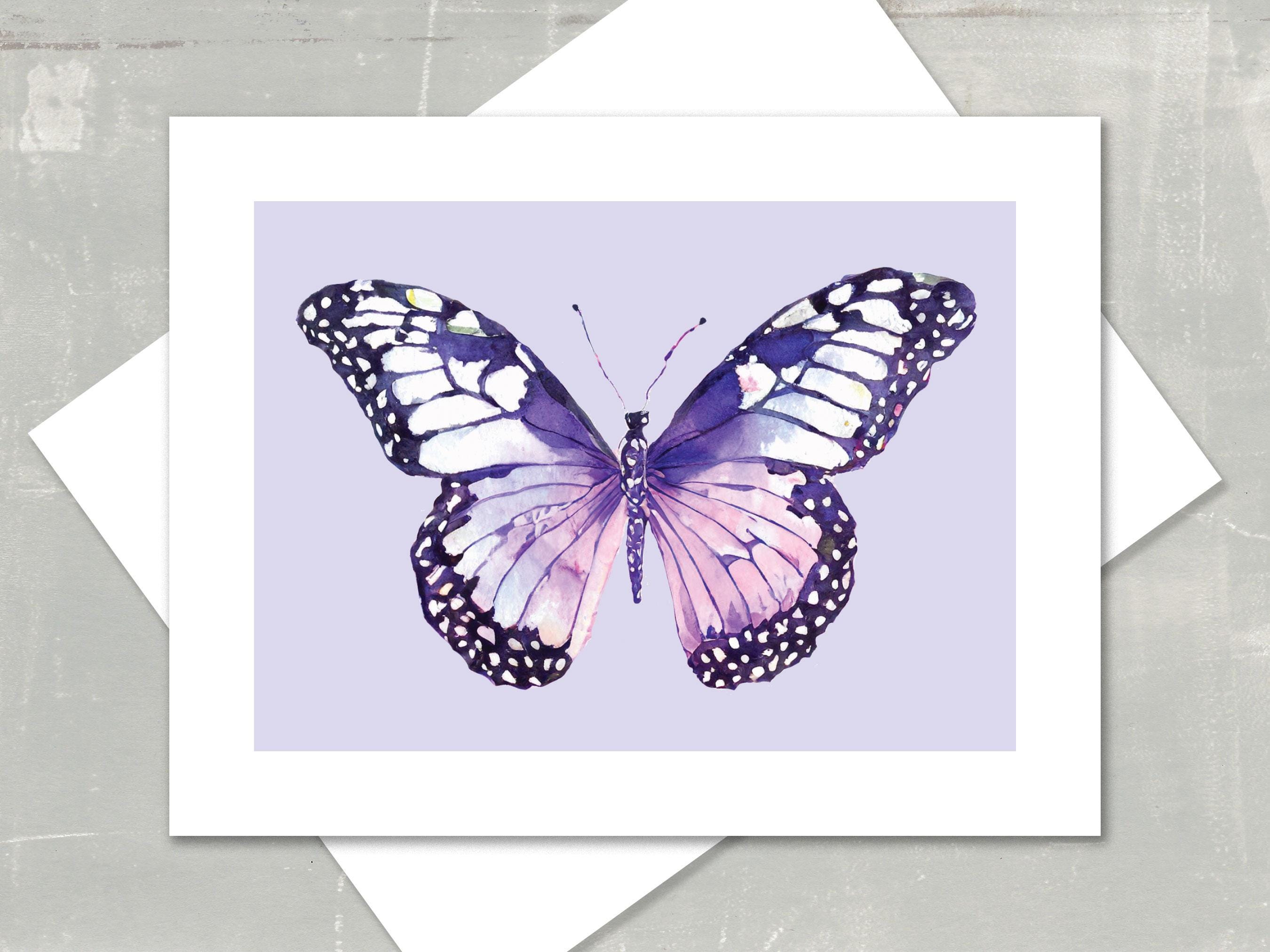 Watercolor Lavender Butterfly Note Card: Elegant Blank Greeting Card - Etsy