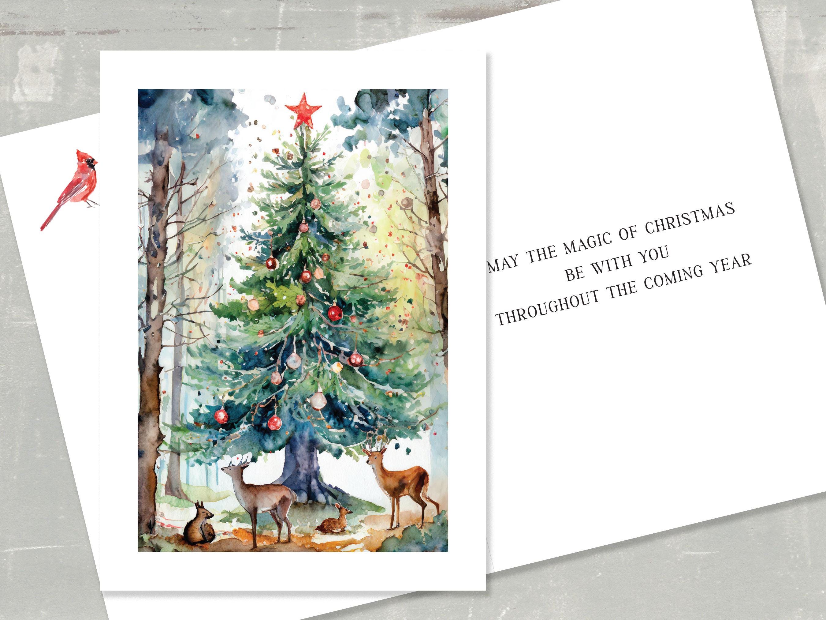 Watercolor Christmas Tree Card Set: Handmade Holiday Greeting Cards - Etsy