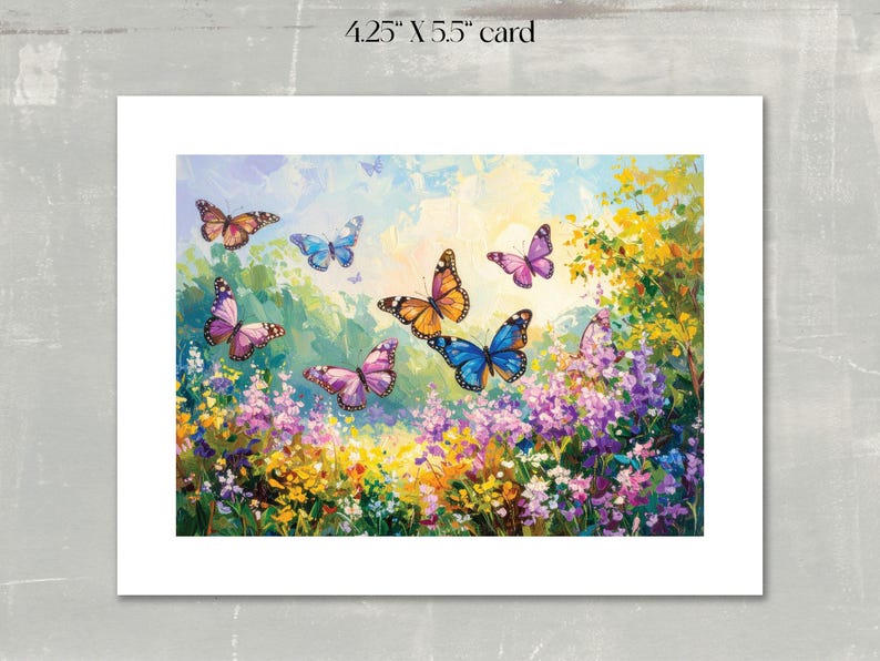 Butterfly Meadow Note Card Set: Spring Flower Watercolor Stationery - Etsy