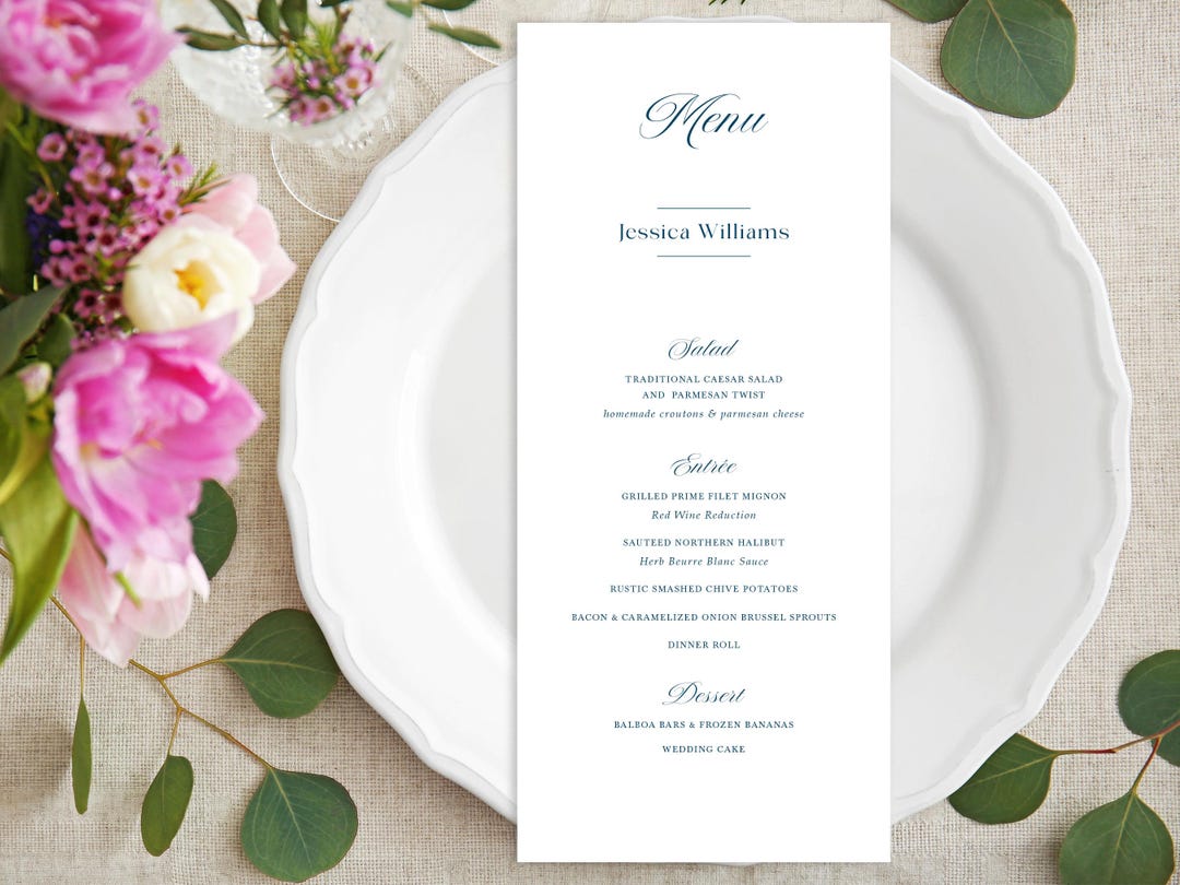 Personalized Menu and Place Card Combo: Elegant Wedding Table Decor - Etsy