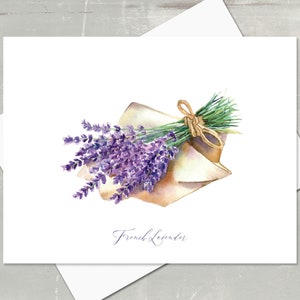 Personalized French Lavender Note Cards: Botanical Stationery Set