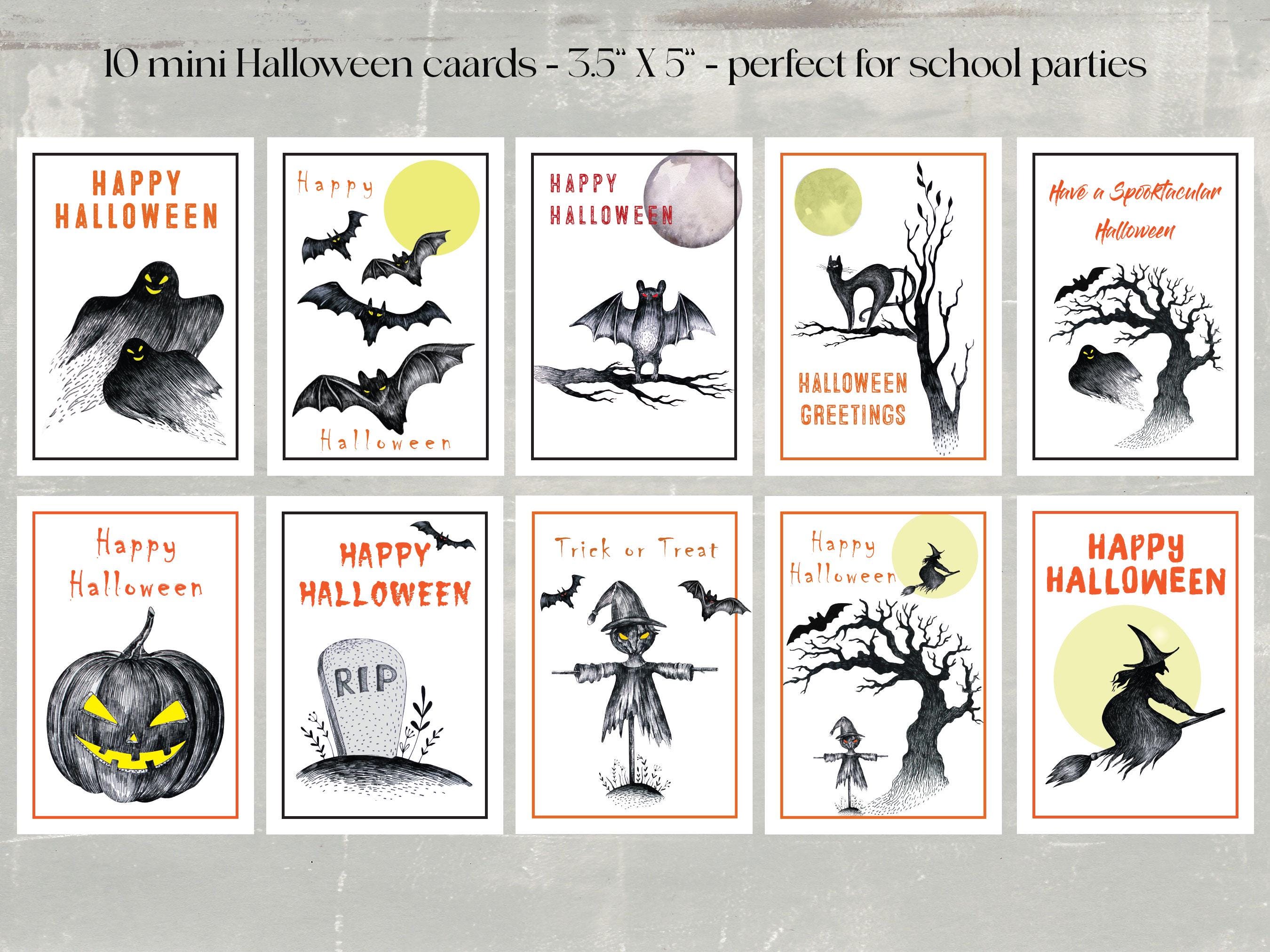 Spooky Halloween Mini Cards Set: Kids School Party Favors - Etsy