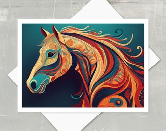 Modern Colorful Horse Art | 1 card or set of 10 cards