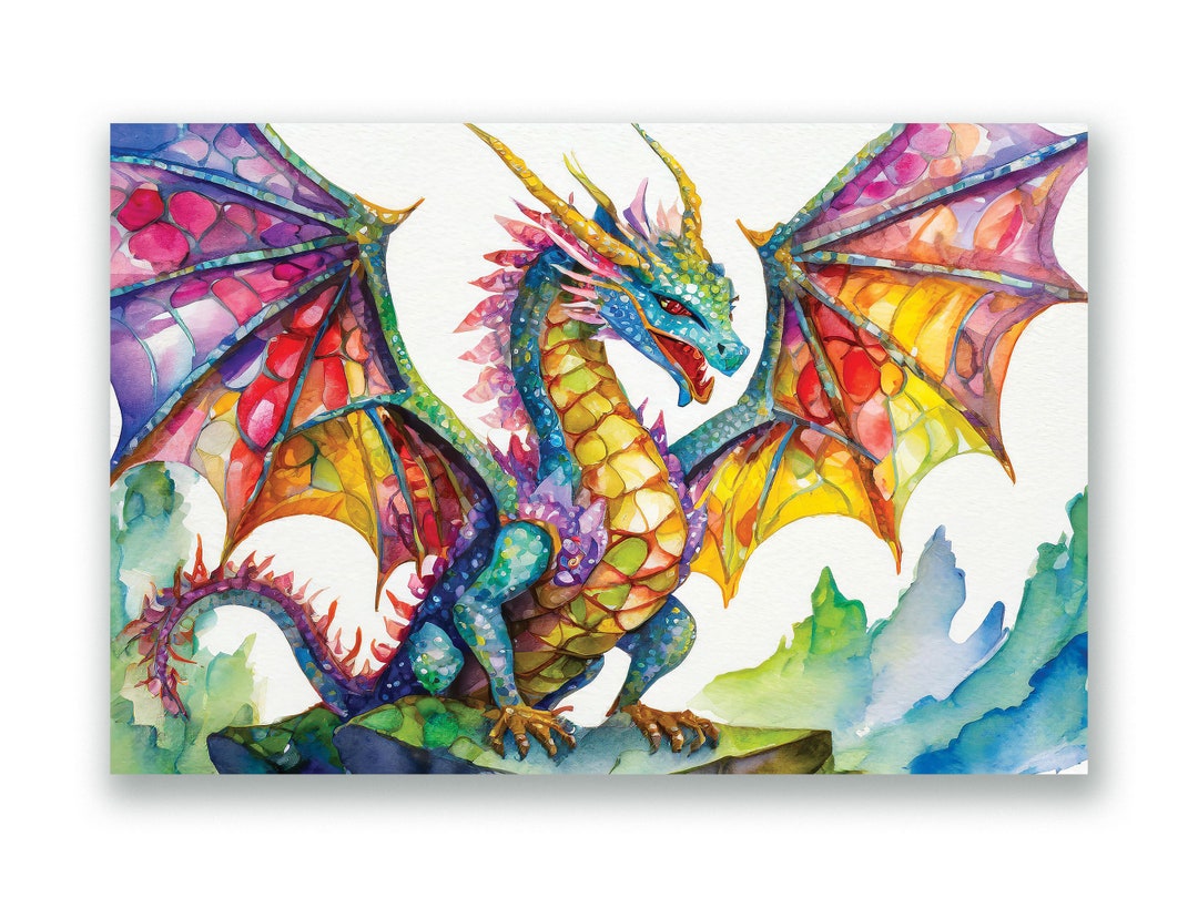 Dazzling Jeweled Dragon Print - Digital Download Print | Colorful ...