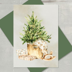 Watercolor Christmas Tree Cards: Handmade Holiday Greeting Cards, Set of 10