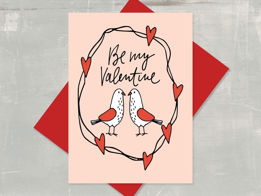 5" X 7" Love Birds Valentine's Day Card | Romantic Greeting - Etsy