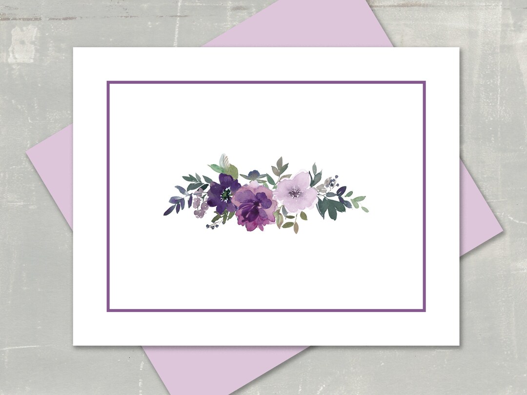 Floral Note Cards: Hannah Lavender Stationery With Envelopes - Etsy