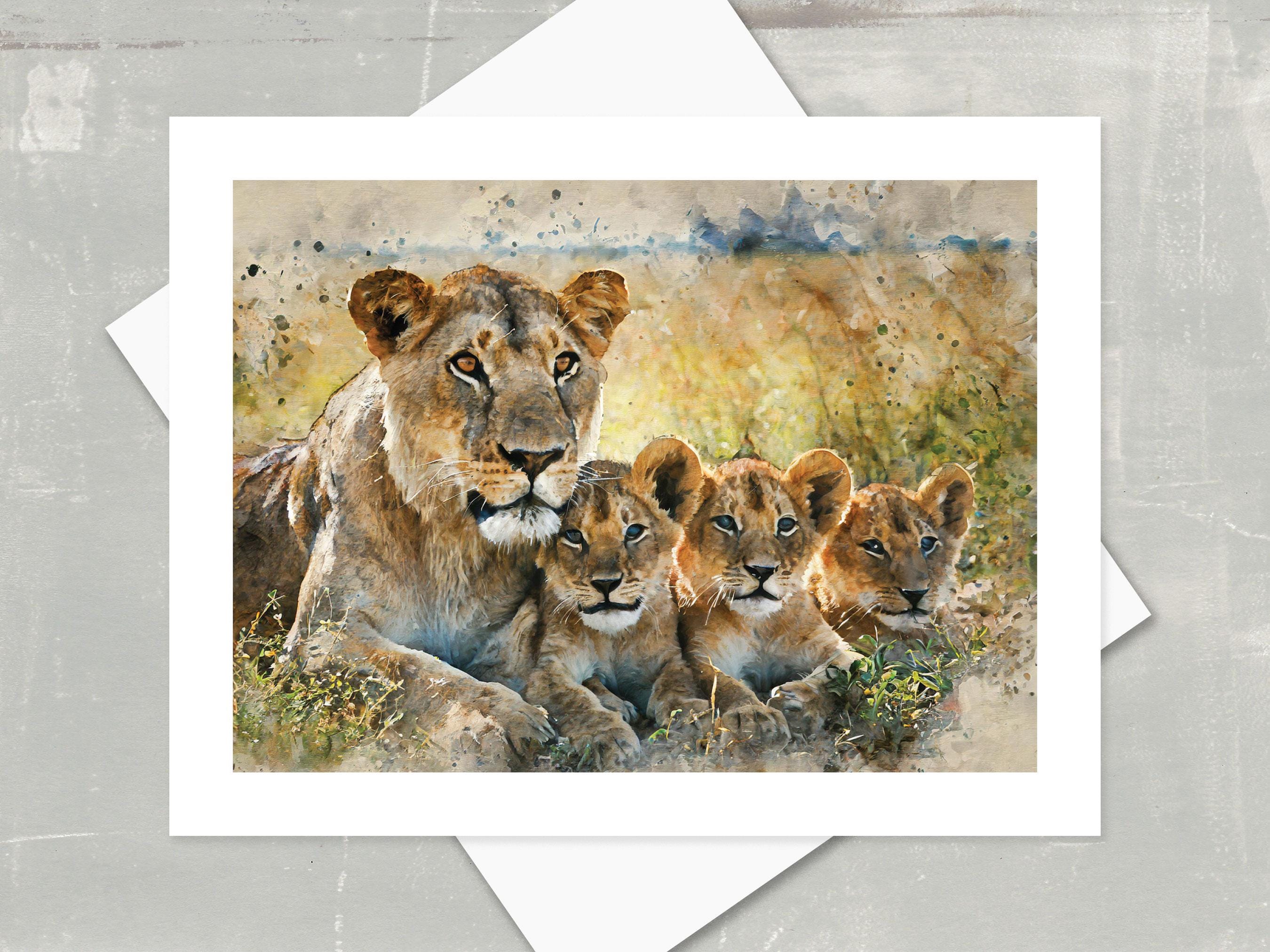 Lioness And 2 Cubs Canvas