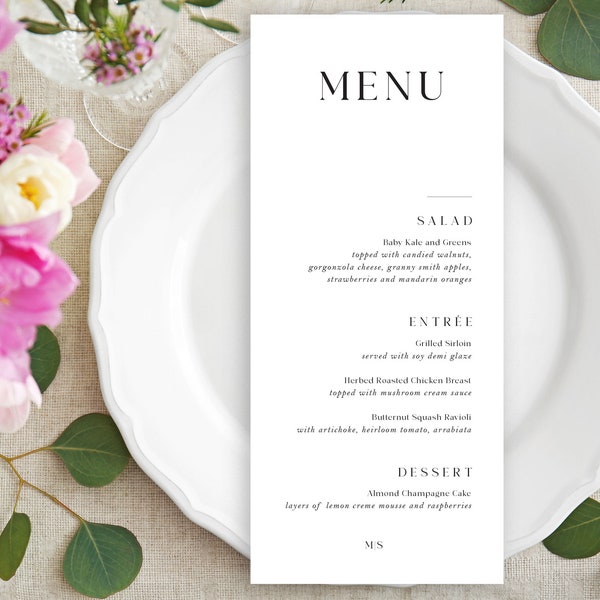 MODERN-2 - contemporary elegant menu - elevate your table setting to the next level. Perfect for any event - wedding, anniversary...