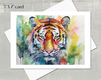 Watercolor Tiger Note Card: Wildlife Art, Animal Lover Stationery