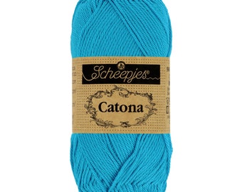 Scheepjes Catona 50g 100% Mercerised Cotton Blue Yarn - 146 Vivid Blue