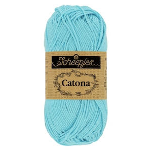 Scheepjes Catona 50g 100% Mercerised Cotton Blue Yarn - 397 Cyan