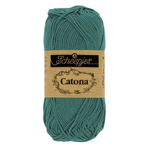 Scheepjes Catona 50g 100% Mercerised Cotton Green Blue Yarn - 391 Deep Ocean Green