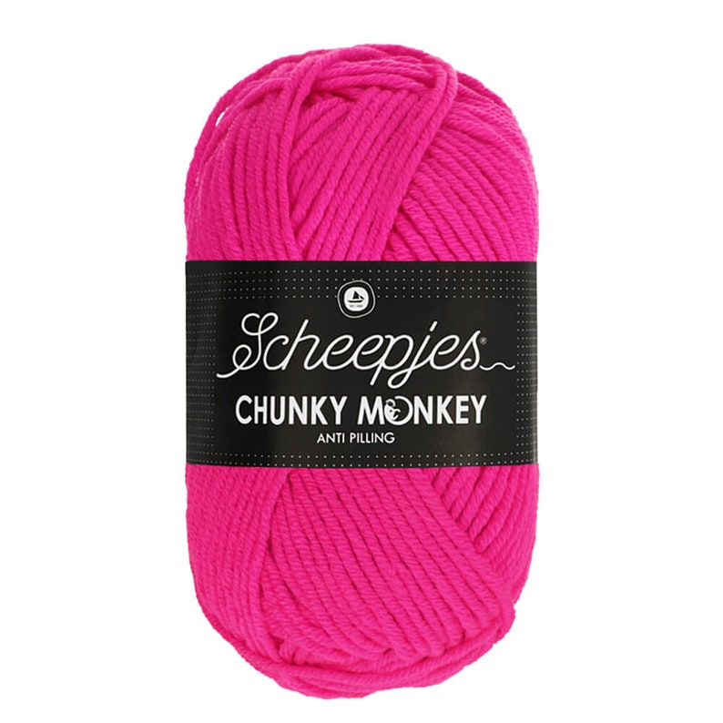 Scheepjes Chunky Monkey Pink Yarn 100g 1257 Hot Pink image 1