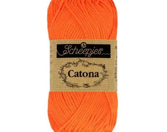 Scheepjes Catona 50g 100% Mercerised Cotton Orange Yarn - 603 Neon Orange