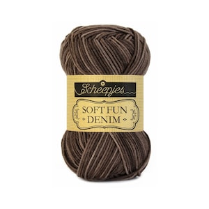 Scheepjes Softfun Denim DK Cotton Mix Easy Care Brown Yarn 50g - 510