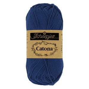 Scheepjes Catona 50g 100% Mercerised Cotton Blue Yarn - 527 Midnight