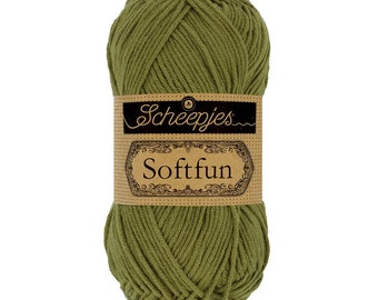 Scheepjes Softfun DK Cotton Mix Easy Care Green Yarn 50g - 2616 Cornichon