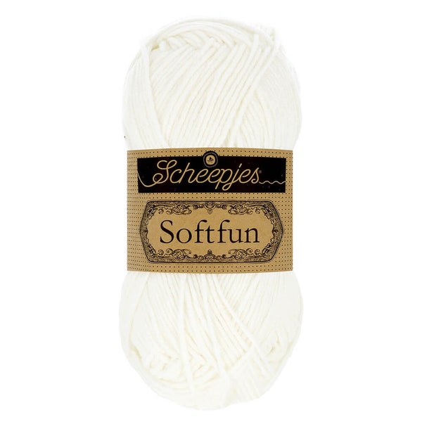 Scheepjes Softfun DK Cotton Mix Easy Care White Yarn 50g - 2412 Snow