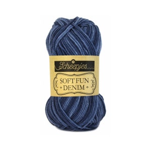 Scheepjes Softfun Denim DK Cotton Mix Easy Care Blue Yarn 50g - 501